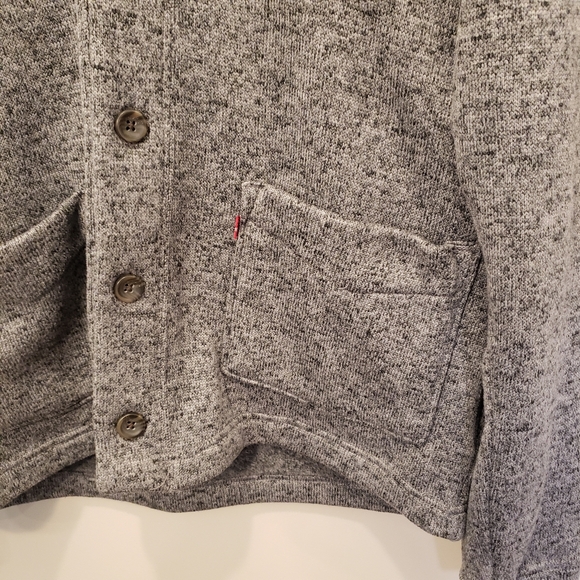Levi's Shawl Collar Chunky Knit Cardigan Sweater Gray Fisherman Men's Medium - Picture 4 of 9
